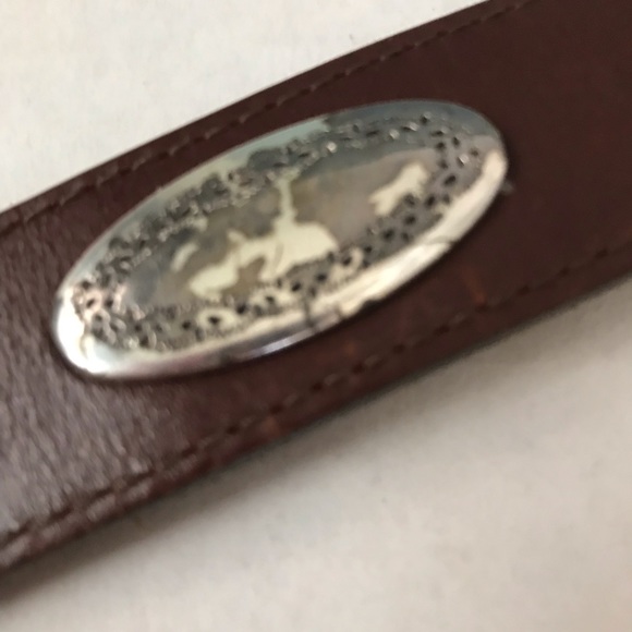 BRIGHTON Concho Leather Belt Western Brown Silver - Picture 4 of 15